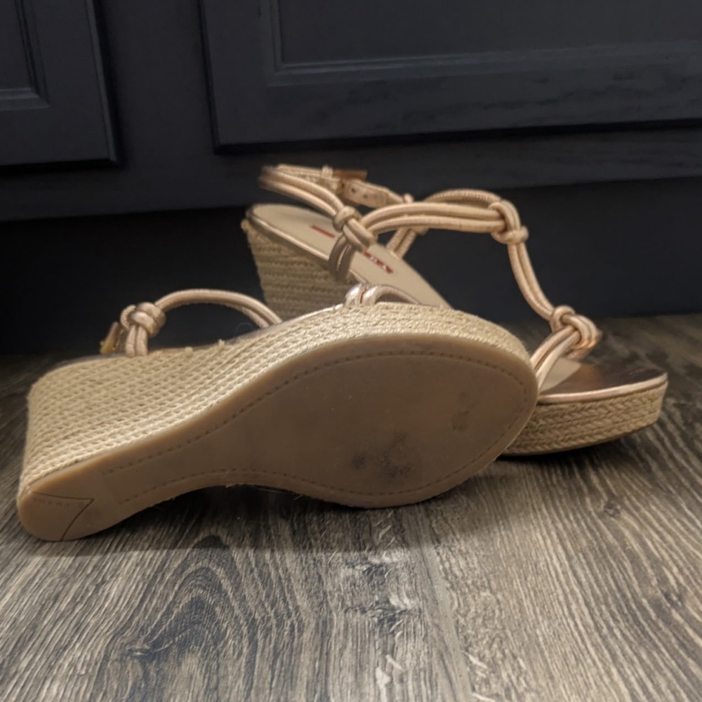 Prada Metallic Rope Wedge Sandals - Picture 2 of 3